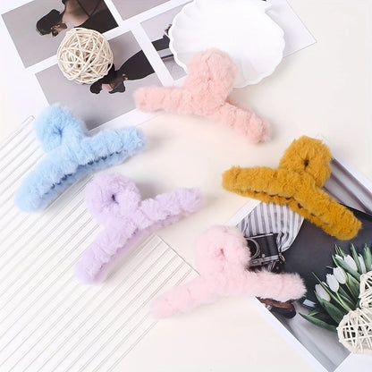 Hair Clips Set – 7pcs Wave Grip Non-Slip Shark Clips OR 15pcs Plush Claw Clips