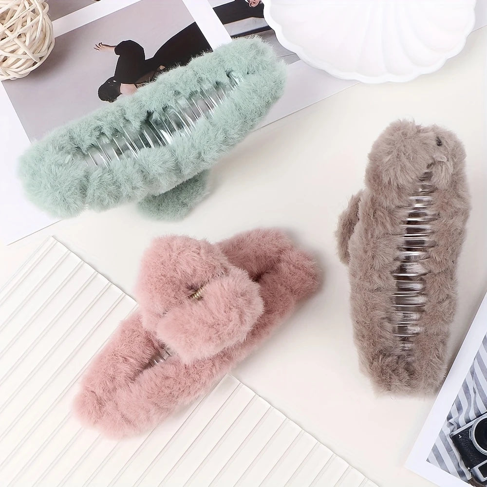 Hair Clips Set – 7pcs Wave Grip Non-Slip Shark Clips OR 15pcs Plush Claw Clips