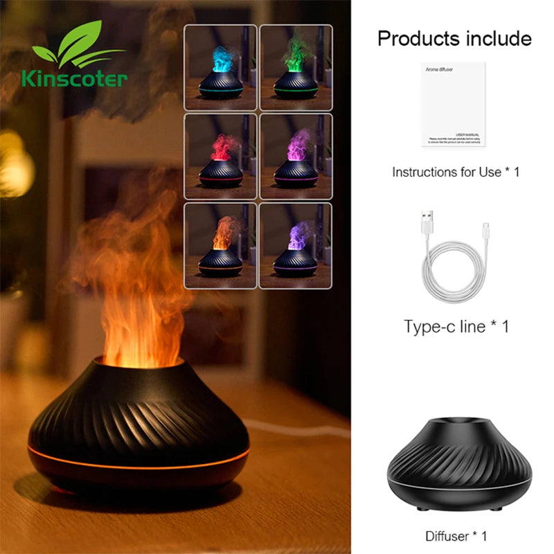 KINSCOTER Volcanic Aroma Diffuser Essential Oil Lamp 130ml USB Portable Air Humidifier -DHPD104