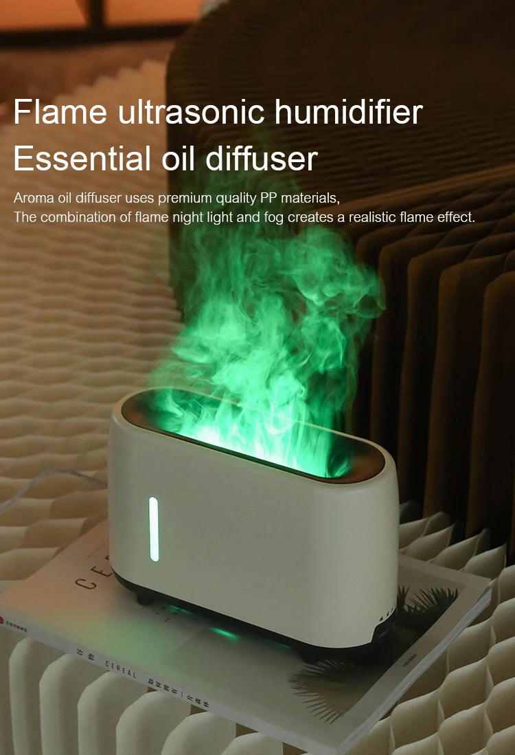 Kinscoter 240ml Flame Air Humidifier Electric Colourful Fire Essential Oil Aroma Diffuser -DHPD118