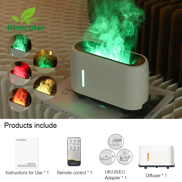 Kinscoter 240ml Flame Air Humidifier Electric Colourful Fire Essential Oil Aroma Diffuser -DHPD118