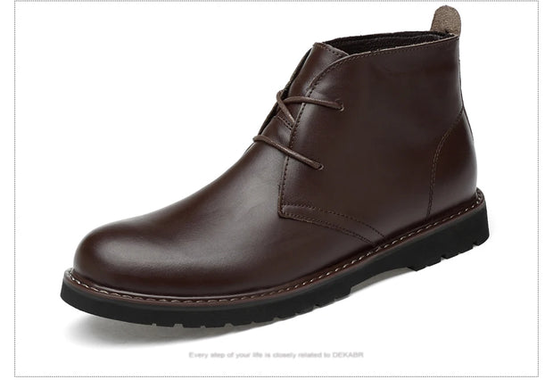 Brown leather boot on a white background