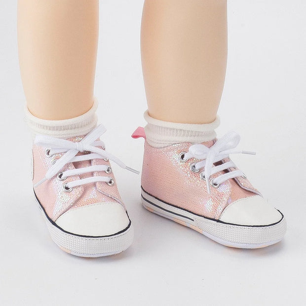 Checkered Soft Sole Baby Shoes – Lace-Up First Walkers for Infants (0–12 Months) First Walkers ZURRIES BILLINERY (PVT) LTD.