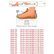 Foot measurement chart with instructions and size chart for shoes