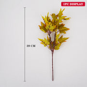 Artificial leaf branch with measurement on a white background