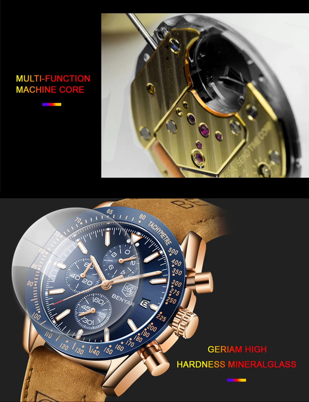 BENYAR Men Watches Brand Luxury Silicone Strap Waterproof -WPD134