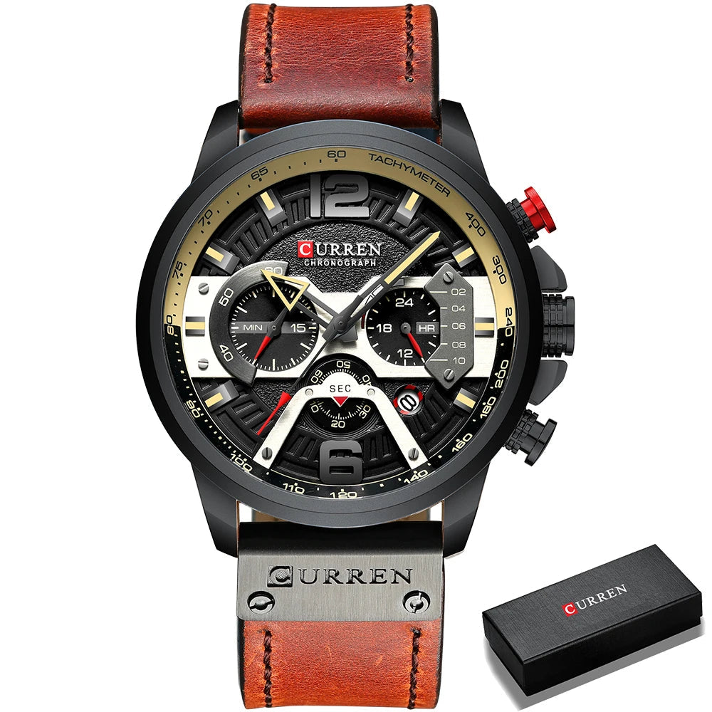 CURREN Casual Sport Watches for Men Top Brand Luxury Military Leather Wrist Watch -WPD138