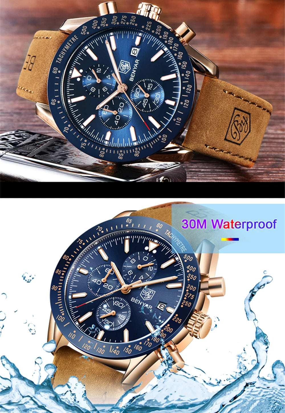 BENYAR Men Watches Brand Luxury Silicone Strap Waterproof -WPD134