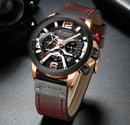 CURREN Casual Sport Watches for Men Top Brand Luxury Military Leather Wrist Watch -WPD138