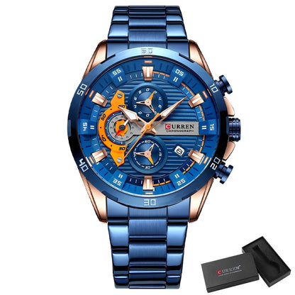 CURREN Stainless Steel Watches for Men's Creative Fashion Luminous Dial -WPD137