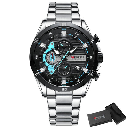 CURREN Stainless Steel Watches for Men's Creative Fashion Luminous Dial -WPD137