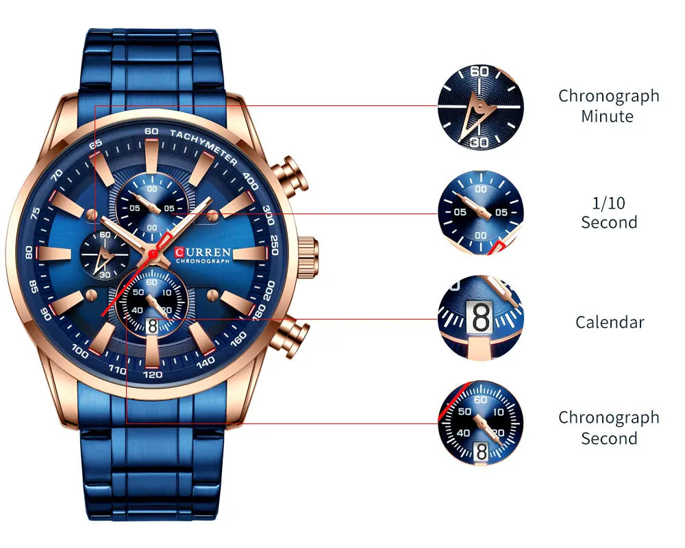 CURREN Man Watches Luxury Sporty Chronograph Wristwatches for Men -WPD150