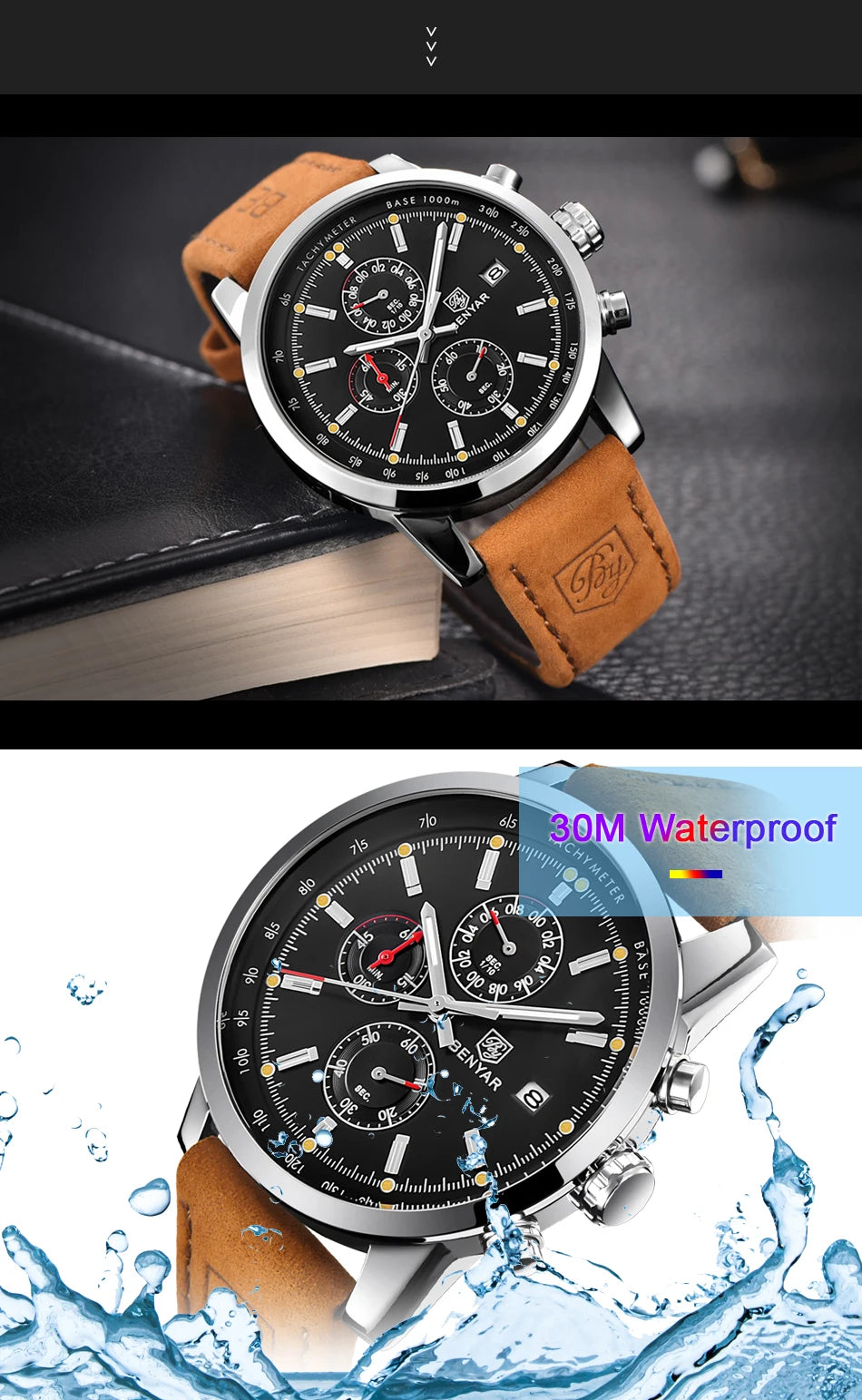 BENYAR Fashion Chronograph Sport Men's Watches Top Brand Luxury Quartz -WPD129