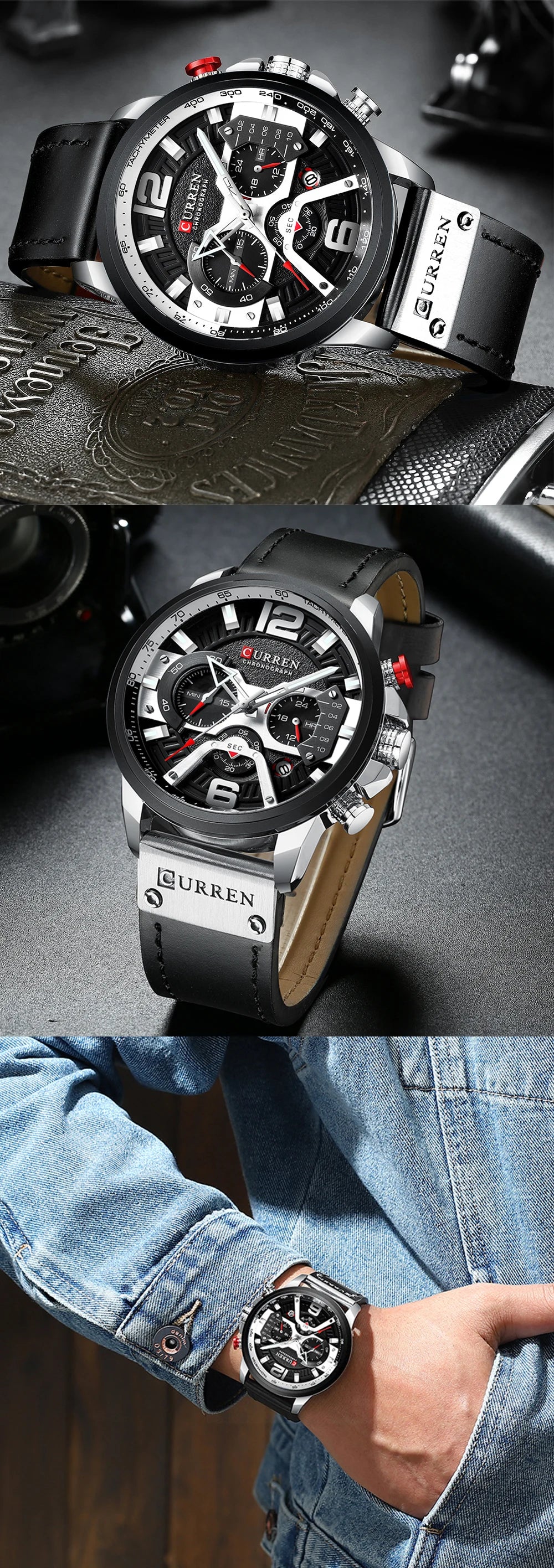 CURREN Casual Sport Watches for Men Top Brand Luxury Military Leather Wrist Watch -WPD138