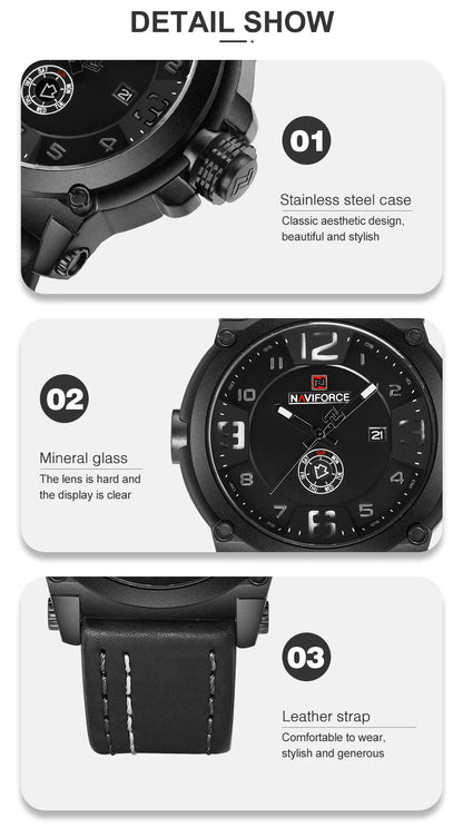 NAVIFORCE Luxury Brand Men Sports Military Quartz Watch for Man -WPD116