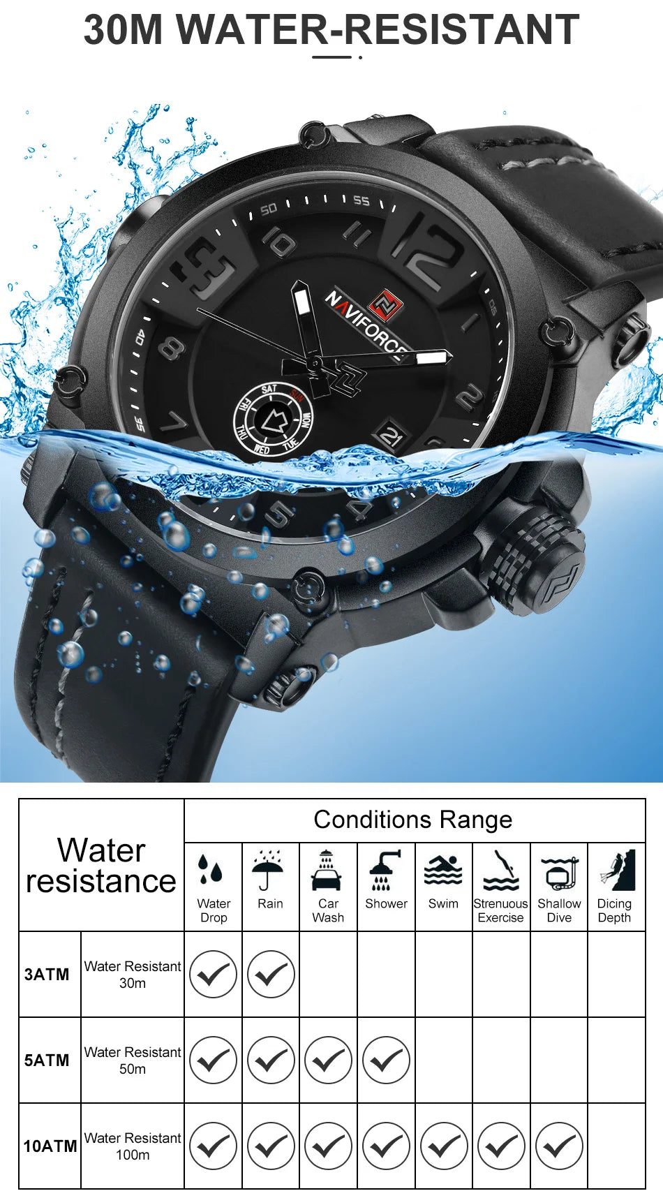 NAVIFORCE Luxury Brand Men Sports Military Quartz Watch for Man -WPD116