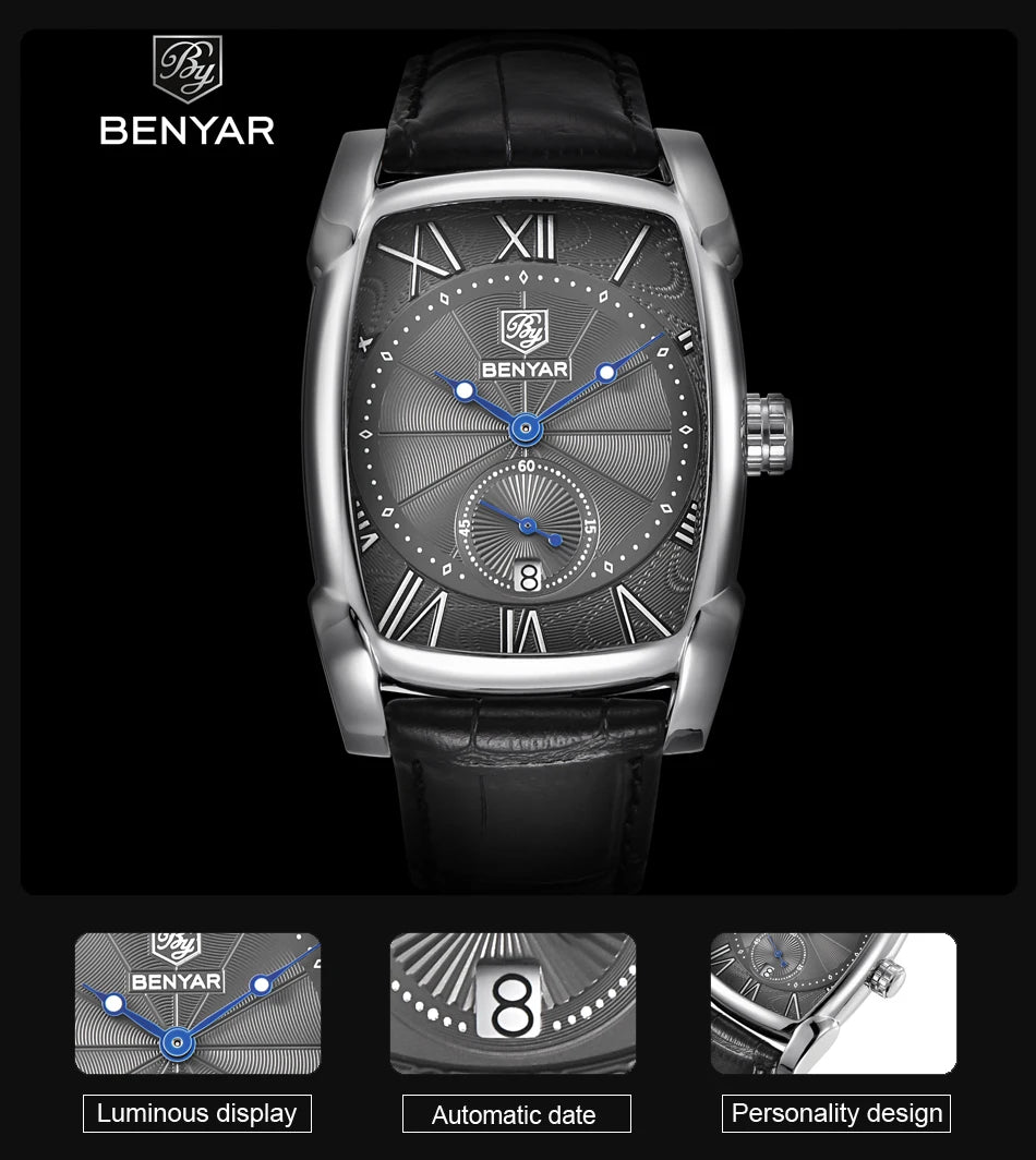 BENYAR Brand Luxury Men's Watch Date 30m Waterproof -WPD135