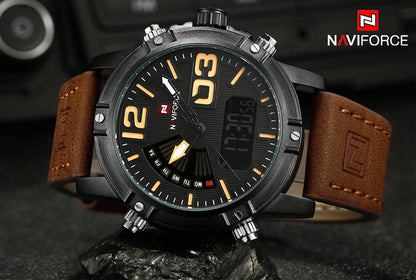 NAVIFORCE Luxury Brand Men's Sport Watches Men Dual Display LED -WPD118