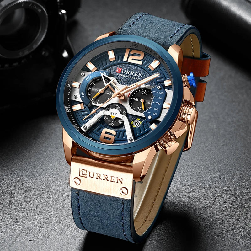 CURREN Casual Sport Watches for Men Top Brand Luxury Military Leather Wrist Watch -WPD138