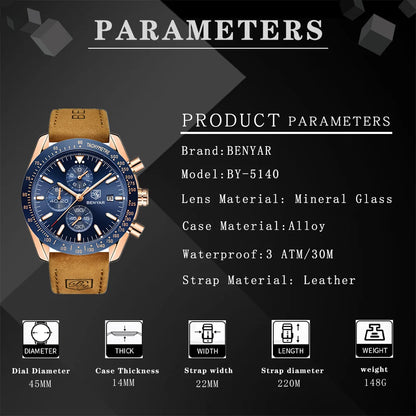 BENYAR Men Watches Brand Luxury Silicone Strap Waterproof -WPD134