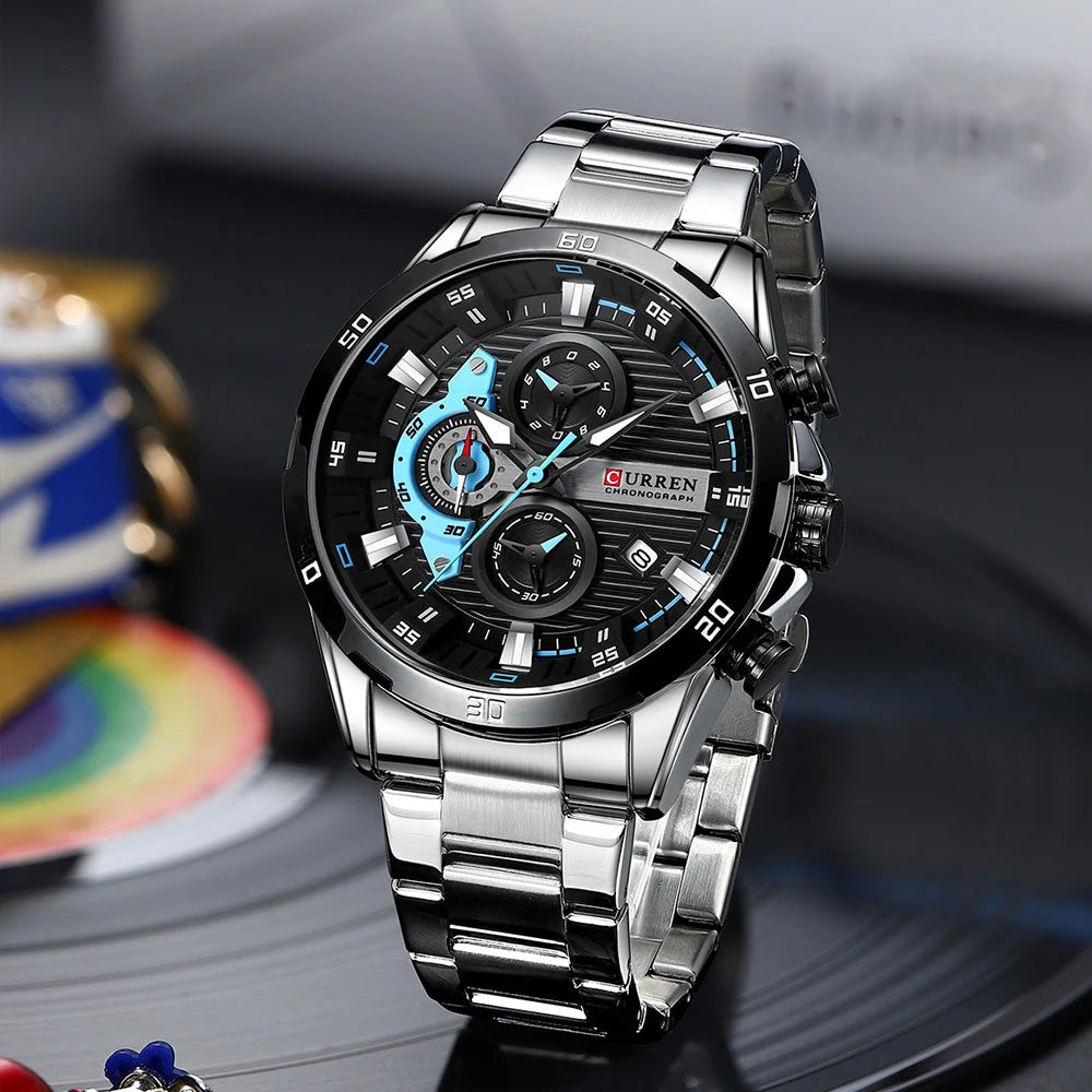 CURREN Stainless Steel Watches for Men's Creative Fashion Luminous Dial -WPD137