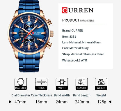 CURREN Man Watches Luxury Sporty Chronograph Wristwatches for Men -WPD150