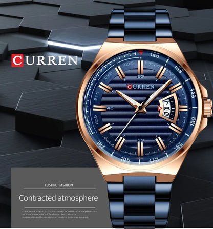 CURREN New Men Business Watch Full Steel Quartz Top Brand Luxury Sports Watches -WPD142