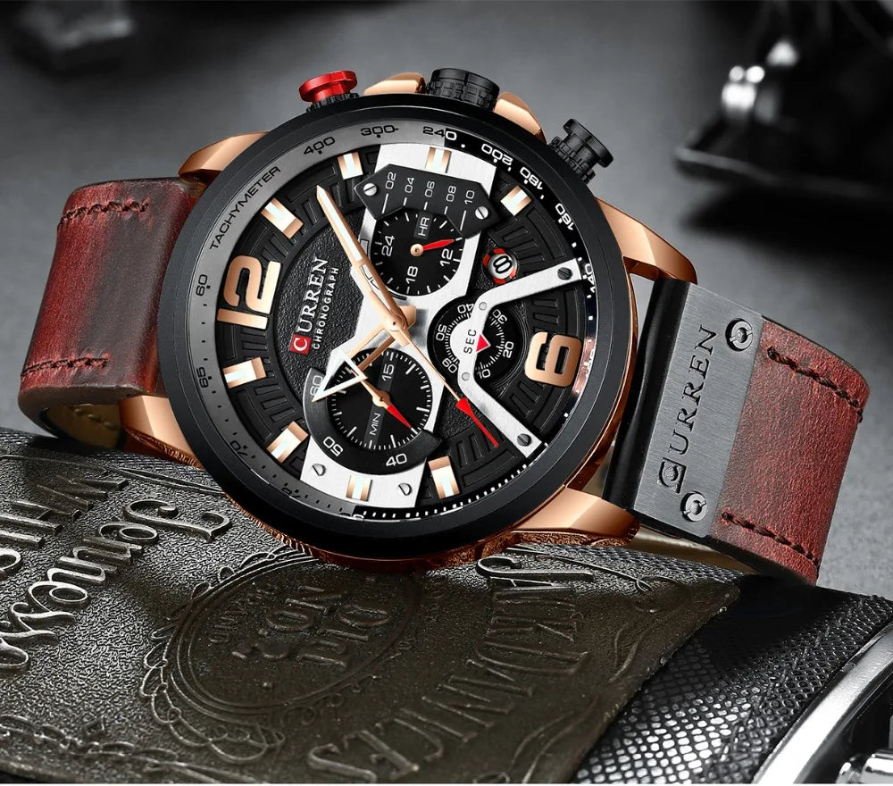 CURREN Casual Sport Watches for Men Top Brand Luxury Military Leather Wrist Watch -WPD138