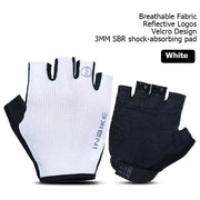 White and black cycling gloves with INBIKE branding on a white background