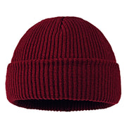 Maroon knit beanie on a white background