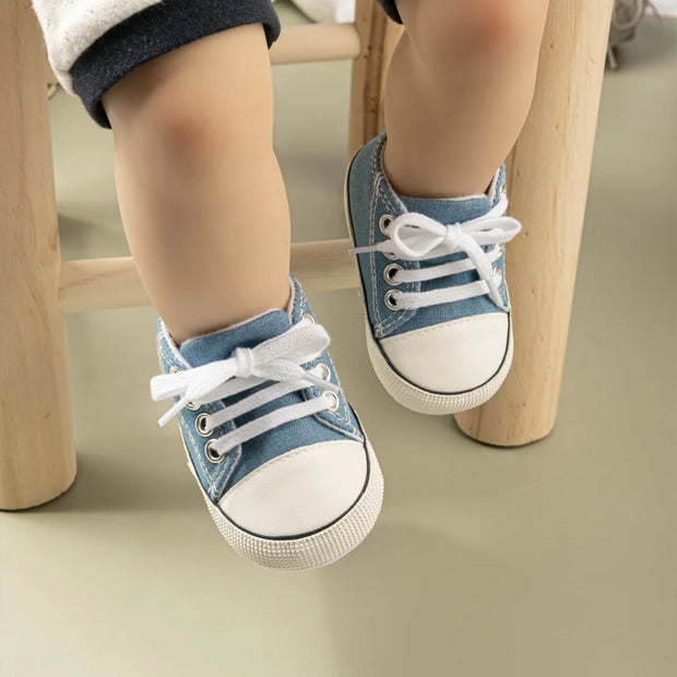 Checkered Soft Sole Baby Shoes – Lace-Up First Walkers for Infants (0–12 Months) First Walkers ZURRIES BILLINERY (PVT) LTD.