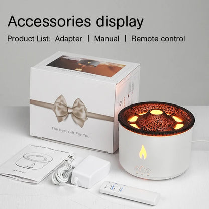 KINSCOTER Volcano Flame Aroma Diffuser Jellyfish Smoke Ring Air Humidifier 360ml Aromatherapy Essential Oil Diffuser -DHPD107