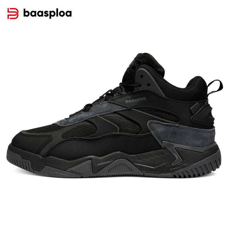 Baasploa Men Winter Sneakers Leather Waterproof Sport Shoes for Men Comfort -BSPD104