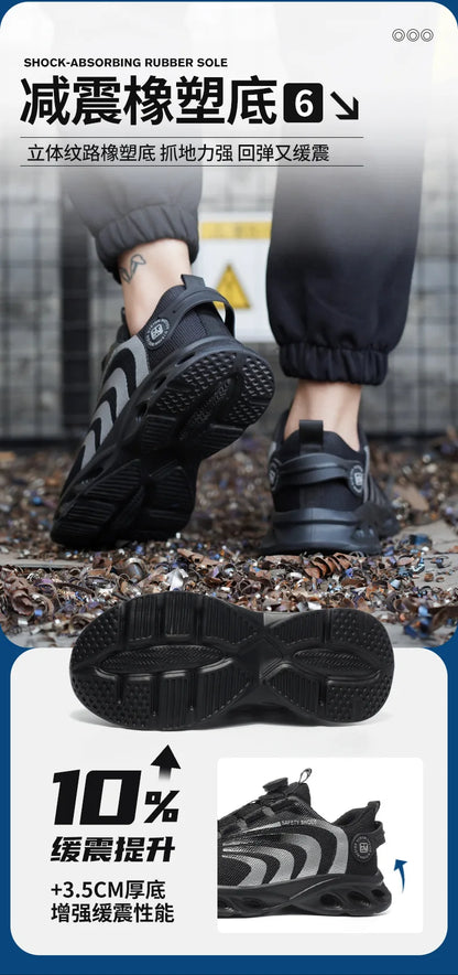 Rotary Buckle Work Sneakers Protective Shoes Lightweight Safety Shoes Puncture-Proof -SHPD107