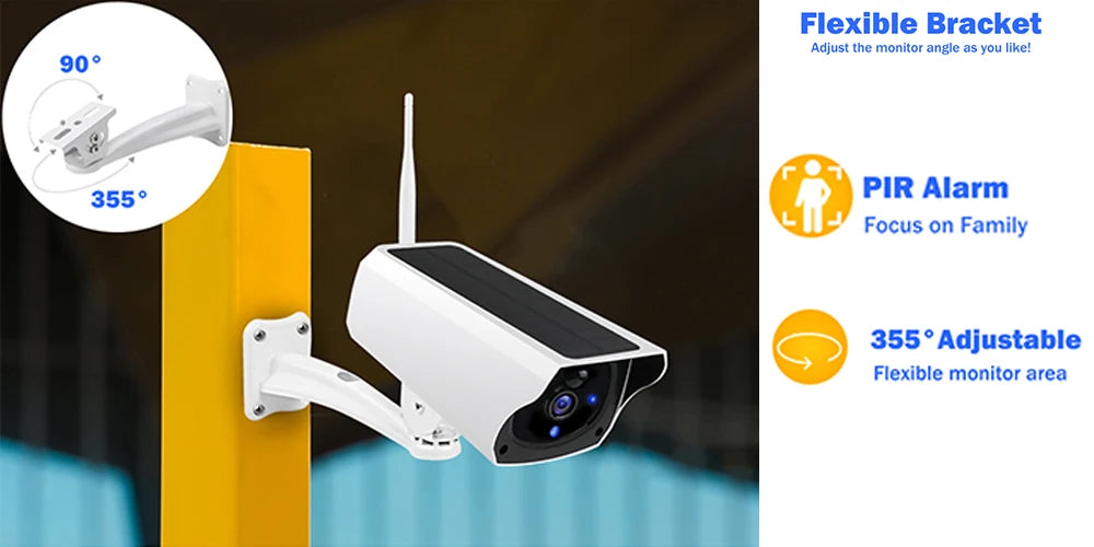 Wireless Solar Bullet Camera WiFi 1080P Outdoor Battery  CCTV Surveillance Camera -ZKPD108