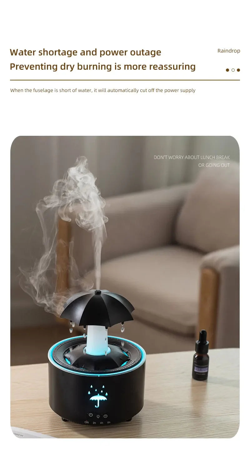 Creative Umbrella Water Drop Air Humidifier with Colourful Light Raindrop Aroma -BKPD122