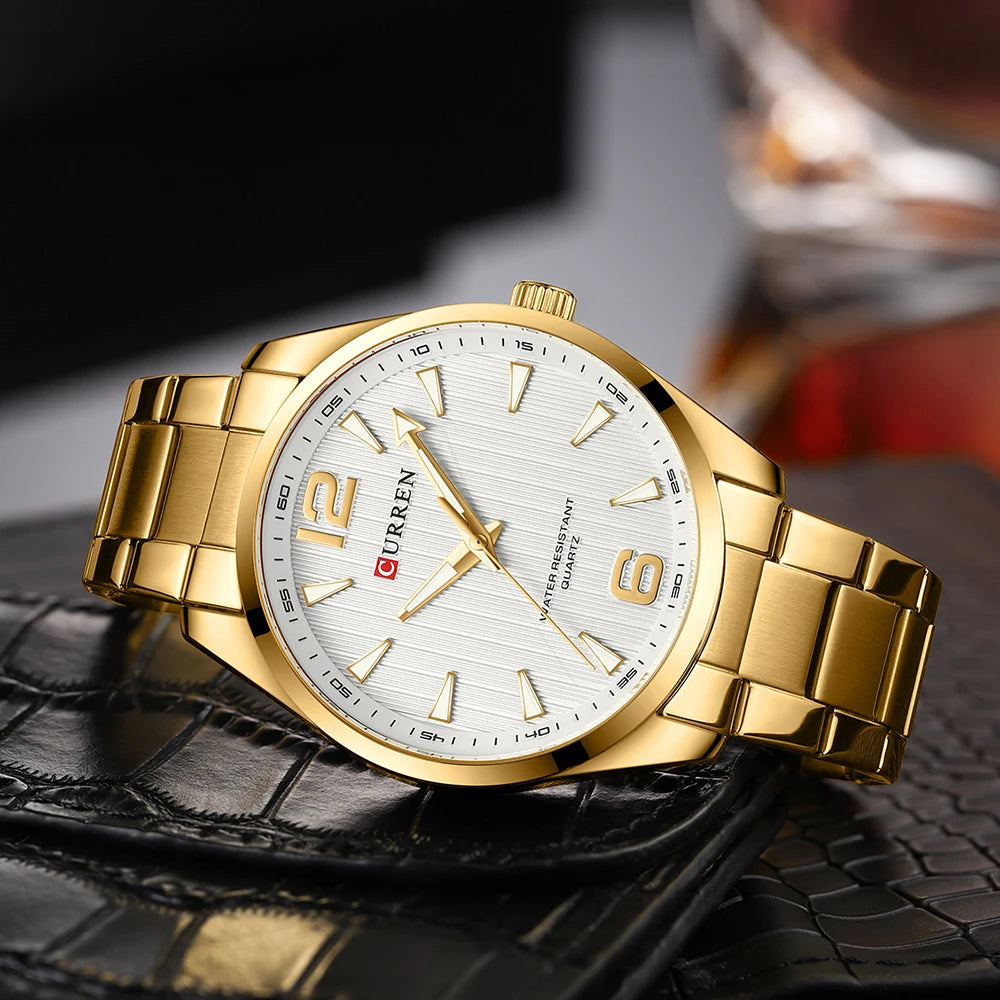 CURREN Fashion Brand Men's Watches with Luminous Hands Classy Business Stainless Steel Band Wristwatches for Male -WPD141