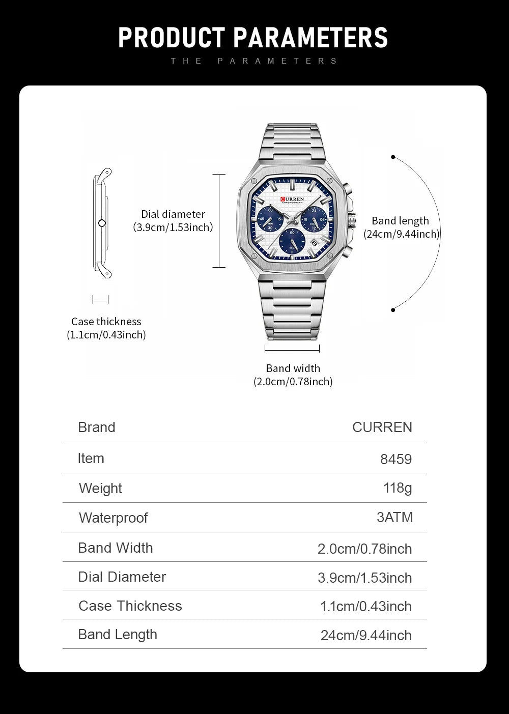 CURREN Fashion Sports Watches Brand Creative Multifunctional Design Dial Watches -WPD146