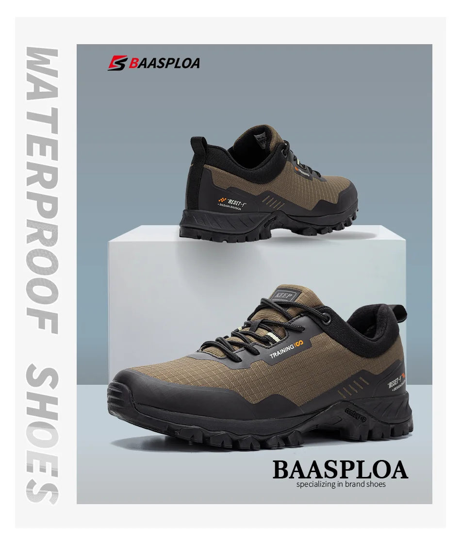 Baasploa New Men's Anti-Skid Wear-Resistant Hiking Shoes Fashion Waterproof Outdoor Travel shoes -BSPD100