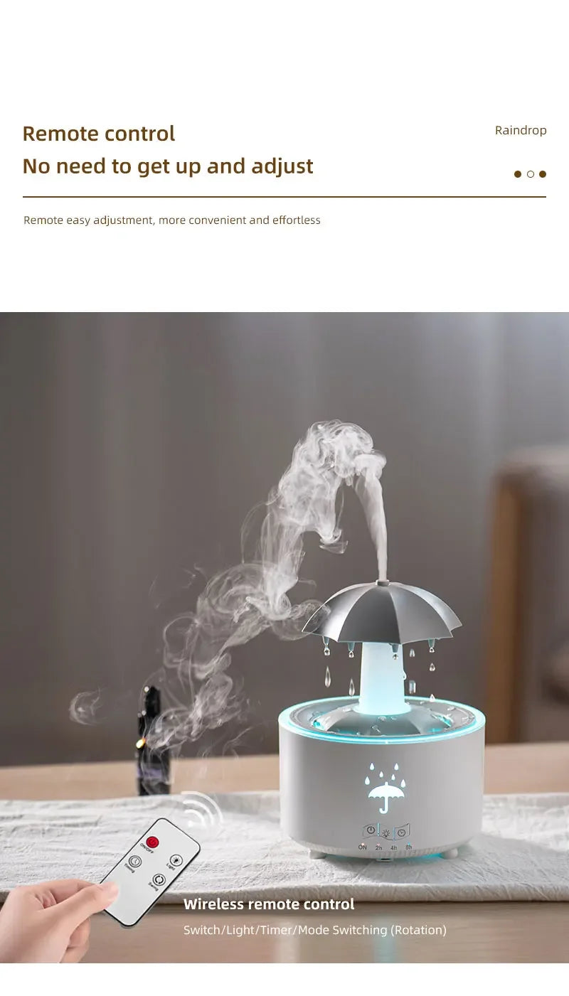 Creative Umbrella Water Drop Air Humidifier with Colourful Light Raindrop Aroma -BKPD122