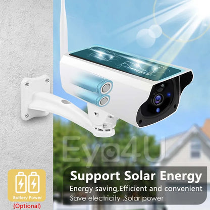 Wireless Solar Bullet Camera WiFi 1080P Outdoor Battery  CCTV Surveillance Camera -ZKPD108