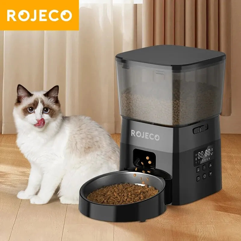 ROJECO Automatic Pet Feeder Button Version Auto Cat Food Dispenser Accessories -BKPD106