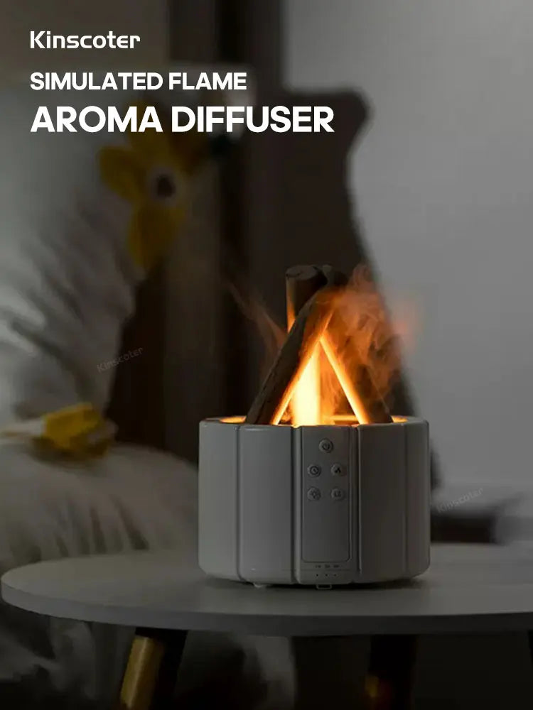 KINSCOTER Simulated Flame Aroma Diffuser Bonfire Air Humidifier Ultrasonic Cool Diffusor -DHPD112