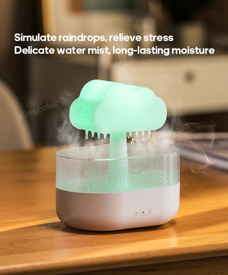 KINSCOTER Rain Clouds Aroma Diffuser Zen Raindrops Air Humidifier Essential Oil Diffuser -DHPD115