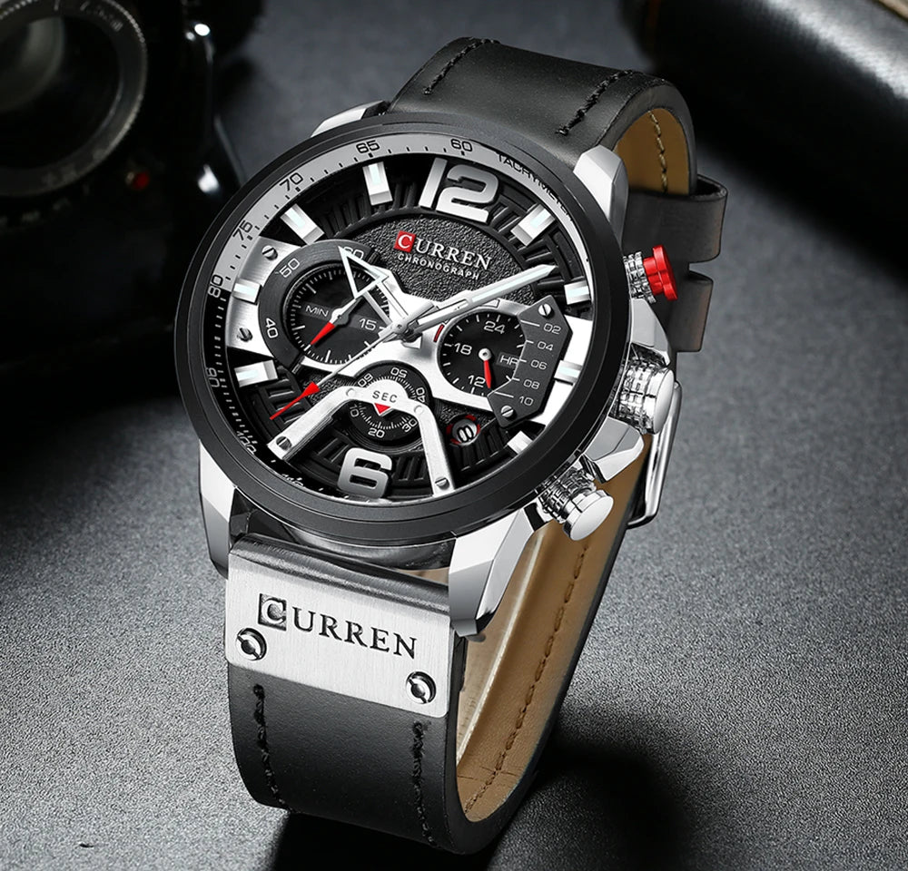 CURREN Casual Sport Watches for Men Top Brand Luxury Military Leather Wrist Watch -WPD138