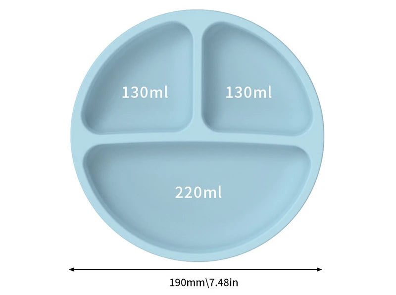 BPA Free Silicone Baby Feeding Set Sucker Bowl Dinning Plate Straw Cup Spoon Forks for Kids -BKPD127