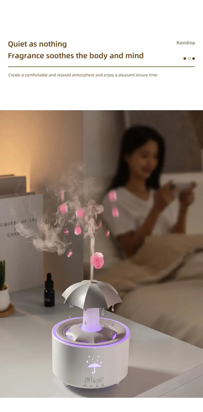 Creative Umbrella Water Drop Air Humidifier with Colourful Light Raindrop Aroma -BKPD122