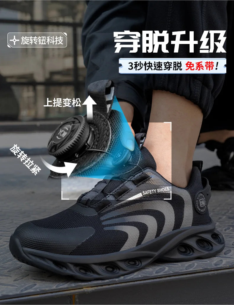 Rotary Buckle Work Sneakers Protective Shoes Lightweight Safety Shoes Puncture-Proof -SHPD107