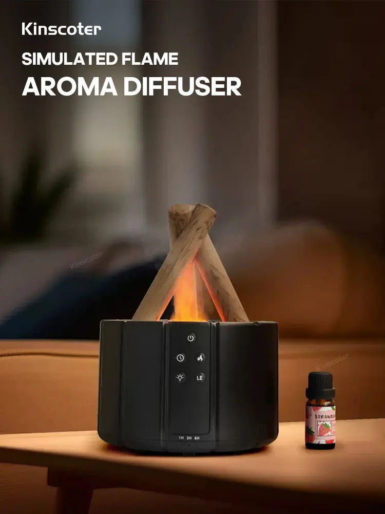 KINSCOTER Simulated Flame Aroma Diffuser Bonfire Air Humidifier Ultrasonic Cool Diffusor -DHPD112