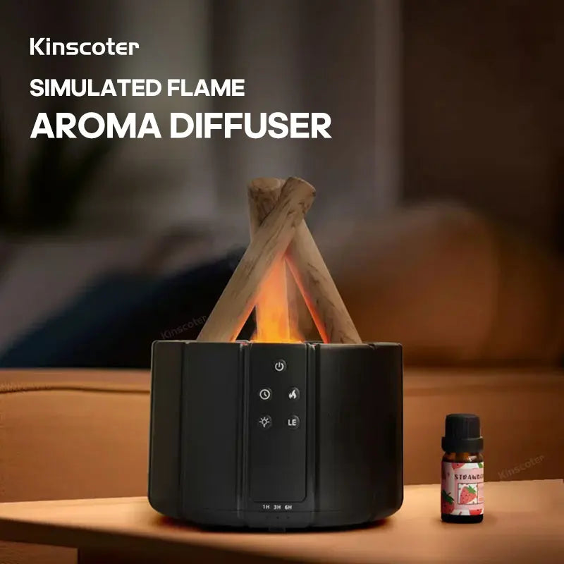 KINSCOTER Simulated Flame Aroma Diffuser Bonfire Air Humidifier Ultrasonic Cool Diffusor -DHPD112